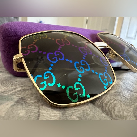 GUCCI SUPREME GG04145 UNISEX SQUARE GG PRINT MONOGRAM MIRROR SUNGLASSES - Picture 3 of 17